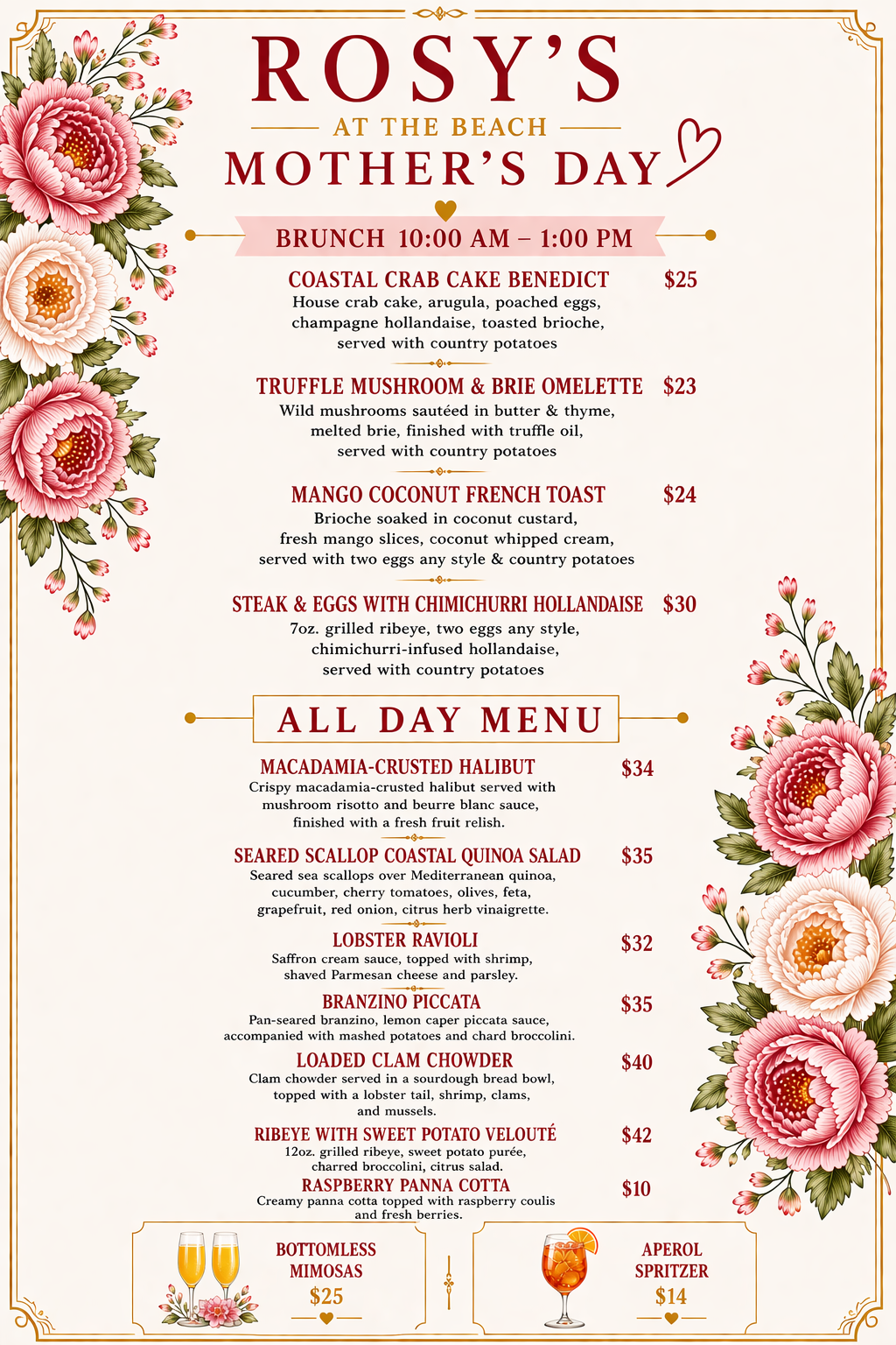 Celebrate Mother’s Day @ Rosy’s at the Beach